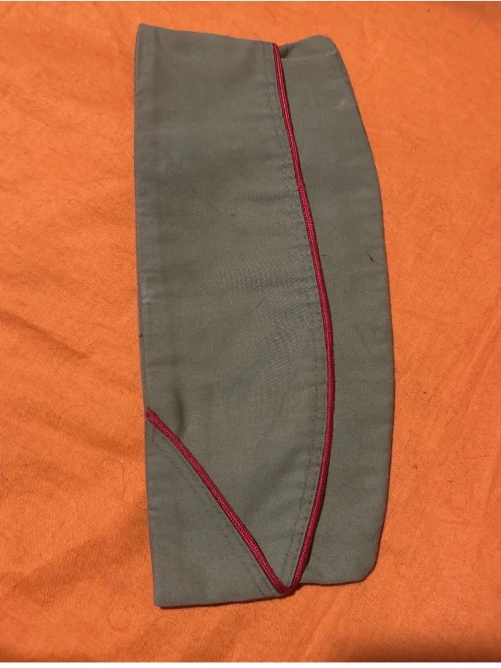 Kids Olive Scout Side Cap with Red Trim and Fleur-de-Lis Patch